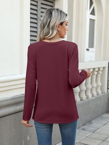 Womens Long Sleeve Round Neck Shirts Casual Basic Tops Tee Shirts Fall Winter Tops 2025 in Kuwait