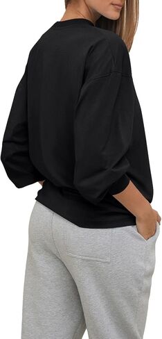 LASLULU Womens Long Sleeve T Shirts Oversized Tops Casual Fall Trendy Tee Shirts Blouses Pocket in Saudi Arabia