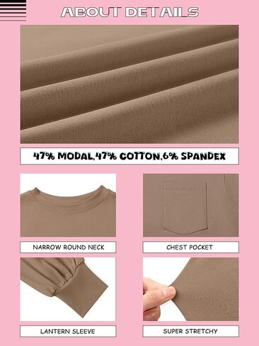 LASLULU Womens Long Sleeve T Shirts Oversized Tops Casual Fall Trendy Tee Shirts Blouses Pocket in Saudi Arabia