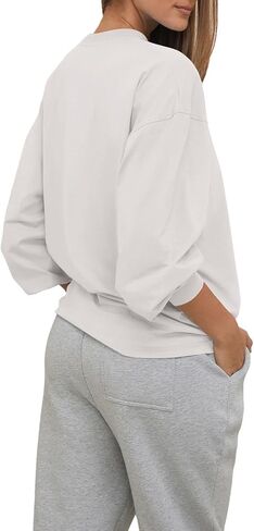 LASLULU Womens Long Sleeve T Shirts Oversized Tops Casual Fall Trendy Tee Shirts Blouses Pocket in Saudi Arabia