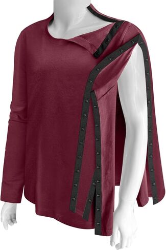 Unisex Post Shoulder Surgery Recovery Shirts - Full Tear Away Snap Long Sleeve Men Chemo Port Shirts for Men Women in Kuwait