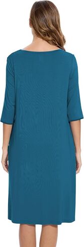 Bamboo Viscose Women's Nightgowns Half Sleeve Crew Neck Sleep Dress with Pockets in Kuwait