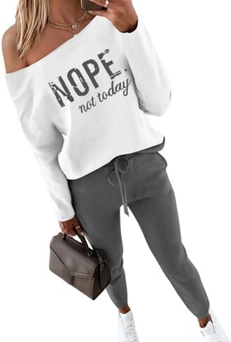 CHICME BEST SHOPPING DEALS Chic Me Women Long Sleeve Crewneck Pullover Tops and Pants Set Tracksuit 2024 Fall Outfit in Kuwait