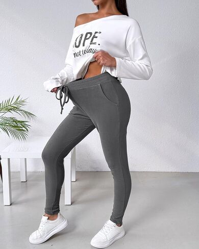 CHICME BEST SHOPPING DEALS Chic Me Women Long Sleeve Crewneck Pullover Tops and Pants Set Tracksuit 2024 Fall Outfit in Kuwait