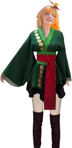 Women Anime Cosplay Costume Lolita Kimono Robe Dress Sexy Suspender Skirt Outfits Halloween Suit with Belt in Saudi Arabia