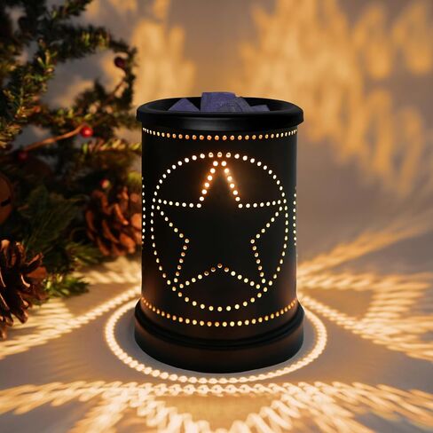 CVHOMEDECO. Electric Wax Melt Warmer Punched Stars Metal Tart Warmer Decorative Candle Warmer Burner for Scented Candles, Wax Melts and Tarts to Freshen Room, Idea for Home/Office Decor., Black in Kuwait