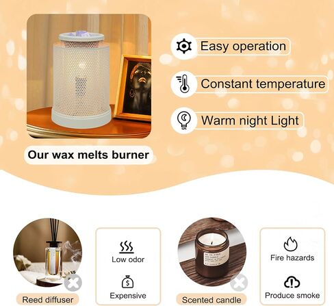 CVHOMEDECO. Electric Wax Melt Warmer Punched Stars Metal Tart Warmer Decorative Candle Warmer Burner for Scented Candles, Wax Melts and Tarts to Freshen Room, Idea for Home/Office Decor., Black in Kuwait