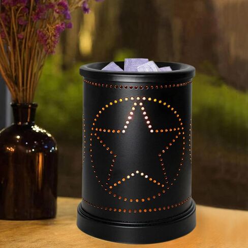 CVHOMEDECO. Electric Wax Melt Warmer Punched Stars Metal Tart Warmer Decorative Candle Warmer Burner for Scented Candles, Wax Melts and Tarts to Freshen Room, Idea for Home/Office Decor., Black in Kuwait