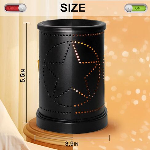 CVHOMEDECO. Electric Wax Melt Warmer Punched Stars Metal Tart Warmer Decorative Candle Warmer Burner for Scented Candles, Wax Melts and Tarts to Freshen Room, Idea for Home/Office Decor., Black in Kuwait