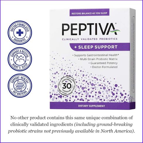 Peptiva 26 Billion CFU Probiotic and Sleep Support - Clinically Validated Multi-Strain Probiotic - Lactobacillus and Bifidobacterium, Melatonin in Kuwait