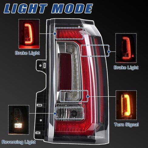 Tail Lights Assembly Compatible with GMC Yukon XL 2015 2016 2017 2018 2019 2020 LED Right Passenger Side Taillight Brake Turn Signal Assembly With Bulb Replaces 23380460 84536243 GM2801268 in Kuwait