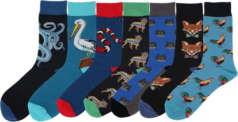 Real Sic Fun Socks for Men and Women - Cozy Cotton Dress Socks with Colorful Designs - Cool, Casual, Pet Patterned in Kuwait