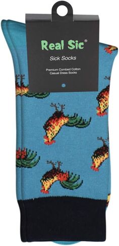 Real Sic Fun Socks for Men and Women - Cozy Cotton Dress Socks with Colorful Designs - Cool, Casual, Pet Patterned in Kuwait