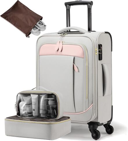 LOVEVOOK Carry On Luggage 22x14x9 Airline Approved with TSA Lock, Soft Suitcases with Spinner Wheels, 20 Inch Lightweight Travel Suitcases for Men and Women in Saudi Arabia