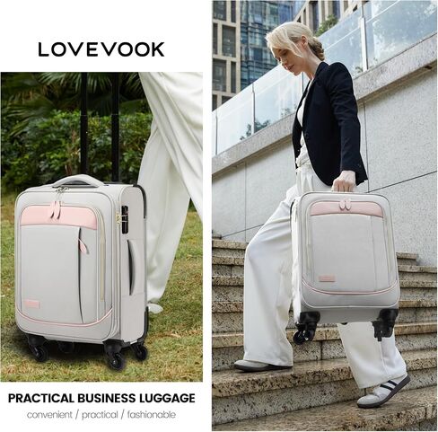 LOVEVOOK Carry On Luggage 22x14x9 Airline Approved with TSA Lock, Soft Suitcases with Spinner Wheels, 20 Inch Lightweight Travel Suitcases for Men and Women in Saudi Arabia