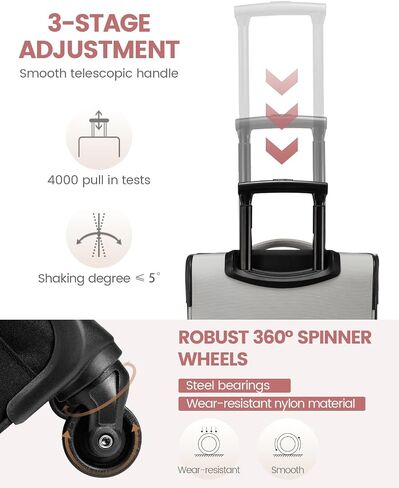LOVEVOOK Carry On Luggage 22x14x9 Airline Approved with TSA Lock, Soft Suitcases with Spinner Wheels, 20 Inch Lightweight Travel Suitcases for Men and Women in Saudi Arabia