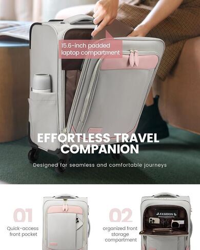 LOVEVOOK Carry On Luggage 22x14x9 Airline Approved with TSA Lock, Soft Suitcases with Spinner Wheels, 20 Inch Lightweight Travel Suitcases for Men and Women in Saudi Arabia