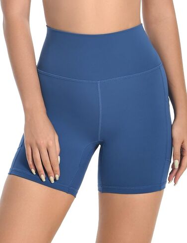 YUNOGA Womens High Waist Biker Shorts with Pockets 6"/8" Yoga Shorts Gym Workout Running Spandex Shorts in Kuwait