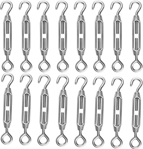 4 PCS M12 Stainless Steel Turnbuckles for Wire Rope Tension, Heavy Duty Turnbuckle Hook & Eye for Sun Shade, Tent, and Cable Railing, Anti-Rust with Detachable Screw by GENHAKON in Saudi Arabia