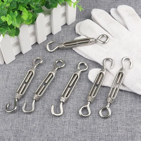4 PCS M12 Stainless Steel Turnbuckles for Wire Rope Tension, Heavy Duty Turnbuckle Hook & Eye for Sun Shade, Tent, and Cable Railing, Anti-Rust with Detachable Screw by GENHAKON in Saudi Arabia