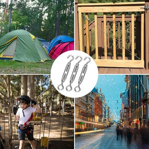 4 PCS M12 Stainless Steel Turnbuckles for Wire Rope Tension, Heavy Duty Turnbuckle Hook & Eye for Sun Shade, Tent, and Cable Railing, Anti-Rust with Detachable Screw by GENHAKON in Saudi Arabia
