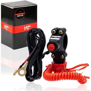 1PZ BR2-L02 7/8" 22mm Handlebar Universal 2 Wires Red Double Kill Stop Switch Replacement for Honda Yamaha Off Road Motorcycle 49cc-250cc Engine ATV 4 Wheeler Quad Go Kart Mini Pit Pocket Bike