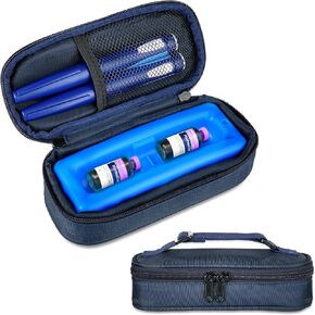Insulin Vial Cooler Travel Case TSA Approved, Portable Medication Cooler for Insulin Vials and Pens, Compact Insulin Cooler Travel Case with Reusable Ice Brick for Long-Lasting Cooling (Blue)