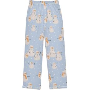 Blue Snowflakes New Year Boy's Pajama Pants Kids Boys Long Sleep PJ Pant Pajama Bottoms Elastic Waist Lounge Pants with 2 Pockets L