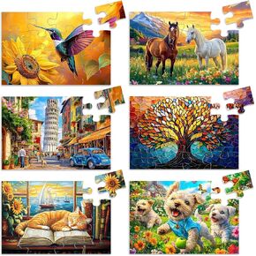 Biarek 6 Pack 36 Large Piece Puzzles for Seniors Puzzle Dementia Alzheimer's Products Activities for Elderly Adults Easy Jigsaw Puzzle Alzheimer's Gift for Patients in Nursing Home with 6 Storage Bags