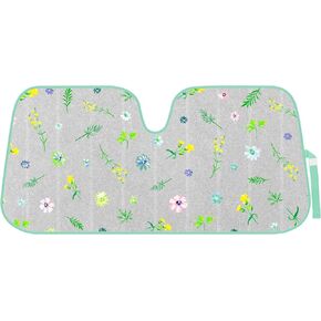 BDK Pastel Flowers Front Windshield Sunshade Accordion Folding Style Auto Shade for Cars Trucks SUVs Vans Blocks UV Rays Sun Visor Protector Easy Setup Keeps Your Vehicle Cool (58" x 27")