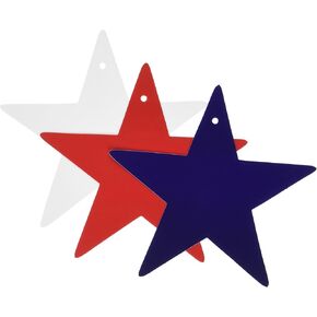 Beistle 10-Pack Patriotic Star Cutouts, 5" Red, White and Blue Holiday Decorations, American 4th of July Hanging Party Supplies, Independence Celebrations, Memorial Day Events, 5 Inch