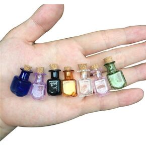 Mini Glass Color Bottles Rectangle Cute Bottles With Cork Little Bottles Gift tiny Jars Vials Mix 7 Colors