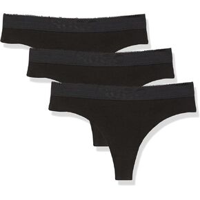 HUGO Women's 3-Pack Tonal Logo Cotton Stretch Thongs in Saudi Arabia