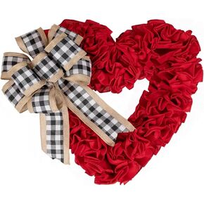 Valentine Love Heart Rose Wreath, Bow Wreath for The Front Door Indoor Outdoor Wall Holiday Valentine's Day Decor Home 16 inch