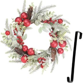 Super Holiday Christmas Wreath, 19Inch Artificial Winter Wreaths for Front Door Decorations with Wreath Hanger, for Indoor Outdoor Home Hoilday Party Xmas Wall Decor - Champagne