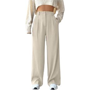 Floerns Women's High Waisted Wide Leg Pants Office Dress Trousers with Pockets