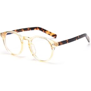 kachawoo Male Glasses Frame Clear Lens Women Round Glasses for Men Grey Yellow