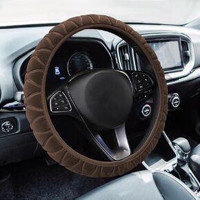 Fuzzy Steering Wheel Cover, 15'' Soft Steering Wheel Protector for Warm Winter, Anti-Slip Fluffy Car Wheel Covers, Universal Decoration Car Interior Accessories for Women Men