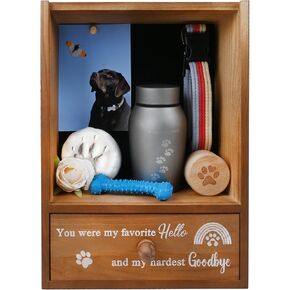 Pet Memorial Shadow Box Keepsake 9.25x13 Dog Memorial Gifts for Loss of Dog Death Sympathy and Remembrance Gift Large Pet Picture Frame Display Case with Deep Rainbow Bridge Drawer