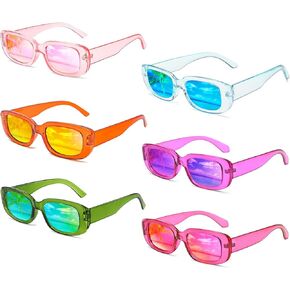 16 Pack Retro Rectangle Sunglasses Classic Women Vintage Square Eyewear Matte Clear Narrow Frame Fashion Glasses
