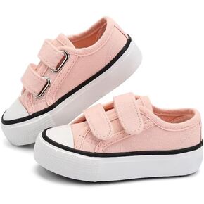 JUDIS Kids Canvas Shoes Dual Adjustable Hook and Loop Casual Sneakers Boys and Girls Fashion Shoes