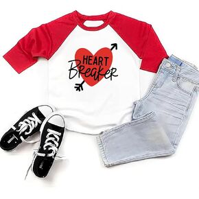 Future Ladies Man Current Mama's Boy Raglan T-Shirt Toddler Boy Valentine's Day 3/4 Sleeve Top Spring Cotton Outfit