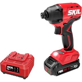 SKIL PWR CORE 12 Brushless 12V 1/4 In. Hex Compact Impact Driver Kit with 3-Speed & Halo Light & One-handed collet Includes 2.0Ah Lithium Batteries and PWR JUMP Charger -ID6744A-10
