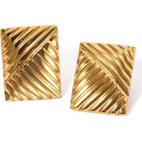 Chunky Gold Vintage Square Statement Earrings House Of Hunter