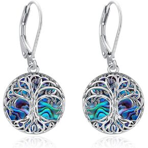 Tree of Life/Cat/Turtle/Butterfly/Flower/Celtic/Turquoise/Moonstone Dangle Earrings for Women Sterling Silver Cute Animals Drop Earrings Jewelry Gifts