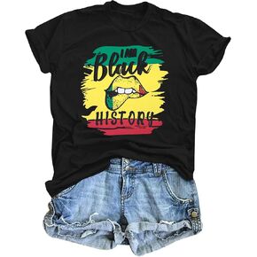 Black History Shirts for Women: I Am Black History T Shirt African American Shirt Afro American Pride Tee Casual Tops
