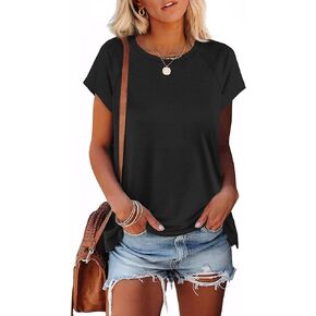 XIEERDUO Womens T Shirts Crew Neck Raglan Short Sleeve Shirts Fashion Outfits