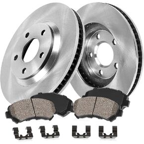 Callahan Front Brake Kit for 2007-2017 Chevy Traverse Buick Enclave GMC Acadia Saturn Outlook Replacement Drilled & Slotted Disc Brakes Rotors Ceramic Brake Pads : 12.80" inch Rotor