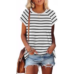 XIEERDUO Womens T Shirts Crew Neck Raglan Short Sleeve Shirts Fashion Outfits in Kuwait