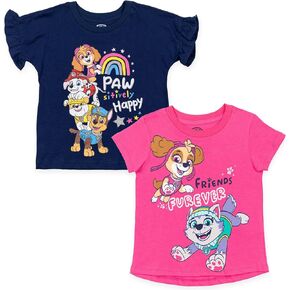 Paw Patrol Girls 2 Pack T-Shirts Toddler to Big Kid Sizes (2T - 10-12)
